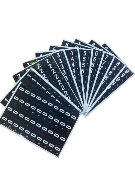 Numeric 12mm White On Black Side Tab Labels 0 to 9